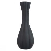 Prodotto Vaso vaso in vetro nero con scanalature vaso per fiori in vetro Ø6cm H18cm