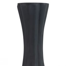 Prodotto Vaso vaso in vetro nero con scanalature vaso per fiori in vetro Ø6cm H18cm