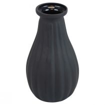 Prodotto Vaso vaso in vetro nero con scanalature vaso decorativo in vetro Ø8cm H14cm
