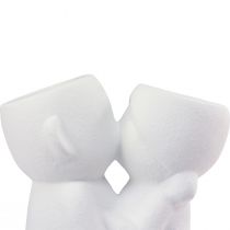 Vaso Bianco Doppio Vaso Coppia Che Si Bacia In Ceramica H23,5cm