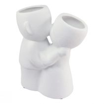 Vaso Bianco Coppia Che Si Bacia Vaso Doppio In Ceramica H29cm