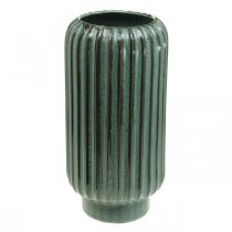 Vaso decorativo, composizioni floreali, decorazioni per la tavola, vaso in ceramica ondulata verde, marrone Ø15cm H30.5cm