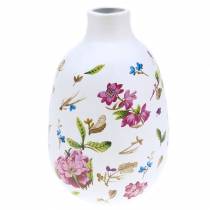 Vaso decorativo floreale bianco Ø11cm H17.5cm
