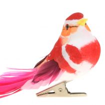Bird on Clip Pink, Pink 15cm 12pcs