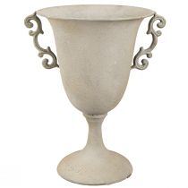 Prodotto Tazza decorativa vintage con manici decoro in metallo grigio H30cm