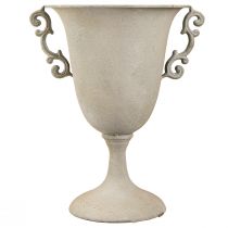 Prodotto Trofeo vintage in metallo, grigio, trofeo decorativo con manici, aspetto anticato, Ø20,5 cm H26,5 cm, per decorazione da tavolo e fioriera