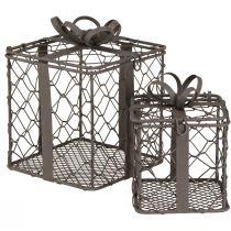 Prodotto Cestino vintage in filo metallico regalo grigio metallo 10,5/7,5 cm, set da 2 pezzi