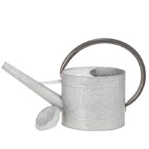 Prodotto Annaffiatoio vintage in metallo, grigio argento, elegante decorazione da giardino, vaso per fiori, L53cm H29cm