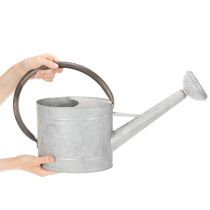 Prodotto Annaffiatoio vintage in metallo, grigio argento, elegante decorazione da giardino, vaso per fiori, L53cm H29cm