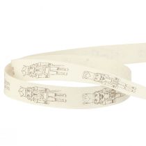 Prodotto Nastro decorativo schiaccianoci vintage color crema per confezioni regalo festive, larghezza 15 mm, lunghezza 20 m