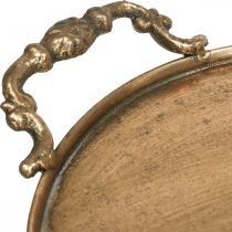 Vassoio vintage, vassoio decorativo dorato, portacandele H2cm Ø25/21cm set di 2