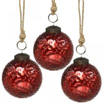 Palline di Natale vintage palle di albero di Natale in vetro rosse Ø8cm 4pz