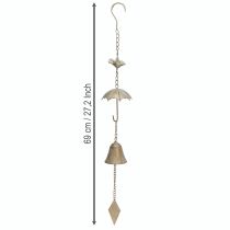 Prodotto Decorazione in metallo con campanellino eolico vintage con ombrello e campana 70 cm