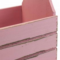 Fioriera vintage fioriera in legno rosa 28×14×31cm