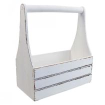 Fioriera vintage fioriera in legno bianca 28×14×31cm