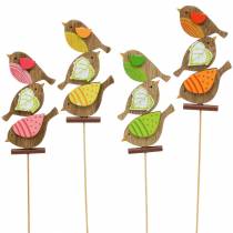Prodotto Uccelli decorativi primaverili con bastoncini in legno ordinati H10,5 cm 12 pezzi