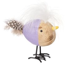 Prodotto Uccellino decorativo in legno con piume e corpo colorato per decorazione da tavola, 10 cm, 6 pezzi