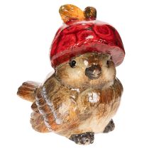Prodotto Statuetta decorativa di uccello con cappello di mela rossa, decorazione autunnale, 13 cm