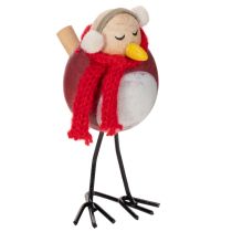 Prodotto Statuetta decorativa di uccello con sciarpa, decorazione invernale, 11 cm, 4 pezzi