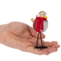 Prodotto Statuetta decorativa di uccello con sciarpa, decorazione invernale, 11 cm, 4 pezzi