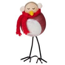 Prodotto Statuetta decorativa di uccello con sciarpa, decorazione invernale, 11 cm, 4 pezzi