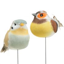 Mini uccellini su filo bianco / marrone 5-7 cm 16 pezzi