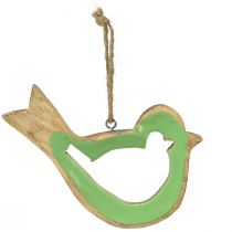 Appendino decorativo in legno decorazione uccello verde naturale 15,5x1,5x16 cm