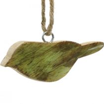 Uccelli da appendere, decorazione primaverile, appendiabiti in legno natura, verde H4cm 6pz