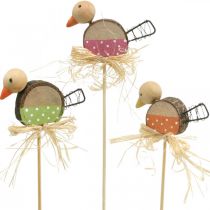 Uccello fiore bastone legno decorazione primaverile uccello decorativo su un bastone 8 cm 12 pezzi