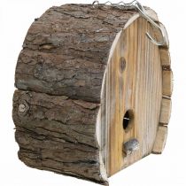 Prodotto Casetta decorativa per nidi, casetta per uccelli, decorazione da giardino in legno, bianco naturale lavato, altezza 22 cm, larghezza 21 cm