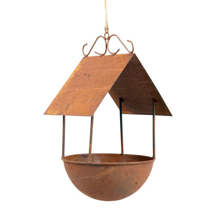 Casetta decorativa per uccelli, vasca per uccelli, patina, decorazione da giardino, 18,5×20×33 cm