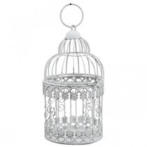 Deco Voliera Shabby Bianco Gabbia per Uccelli Decorazione in Metallo Ø10cm H17cm