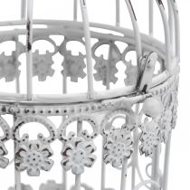 Deco Voliera Shabby Bianco Gabbia per Uccelli Decorazione in Metallo Ø10cm H17cm