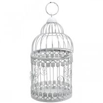 Gabbia per uccelli da appendere, voliera decorativa, decorazione in metallo, shabby chic bianco Ø12,5cm H25cm