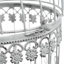 Gabbia per uccelli da appendere, voliera decorativa, decorazione in metallo, shabby chic bianco Ø12,5cm H25cm