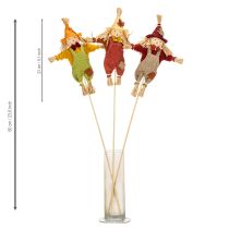 Prodotto Spaventapasseri decorativo su bastoncino, ideale per lavori manuali e piante, 60 cm.