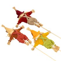 Prodotto Spaventapasseri decorativo su bastoncino, ideale per lavori manuali e piante, 60 cm.