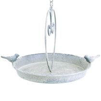 Prodotto Decorazione in metallo per vasca per uccelli Cuore Bianco Blu Appeso Ø21,5cm