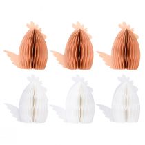 Prodotto Decorazione da tavolo pollo a nido d&#39;ape Pasqua bianco arancione 11×6,5×12 cm 6pz