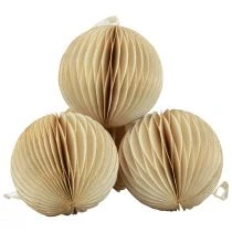 Prodotto Palline a nido d'ape Palline di carta Crema e glitter Ø7cm 4pz