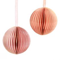 Prodotto Palline a nido d&#39;ape Decorazioni natalizie rosa albicocca Ø7cm 4 pz