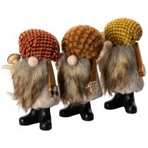Prodotto Statuetta di gnomo con barba e cappello a punta, 10 cm, 3 pezzi