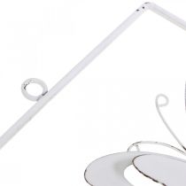 Prodotto Farfalla Hanging Art Spring Metallo Wall Art Shabby Chic Bianco Argento H47.5cm