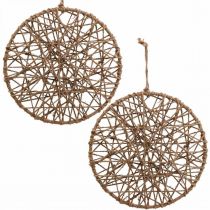 Decorazione da parete in stile boho, anello decorativo nastro di iuta Ø28,5 cm 4 pezzi