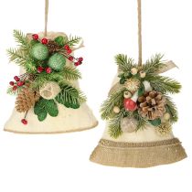 Prodotto Decorazione da parete Campana di Natale in juta assortita H20cm 2 pezzi