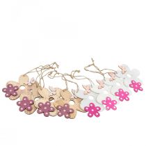 Prodotto Decorazione murale fiore in legno farfalla bianco rosa 10×9 cm 8 pz