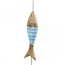 Prodotto Appendiabiti decorativo marittimo pesce in legno da appendere azzurro L123 cm
