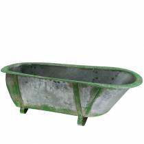 Vaso decorativo in metallo usato argento, verde 44,5 cm x 18,5 cm x 15,3 cm