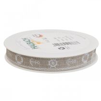 Prodotto Nastro tessuto ancora nastro decorativo marittimo marrone, bianco 15mm 20m