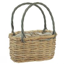 Prodotto Cesto portapiante in vimini cesto grigio naturale 21x10x12cm
